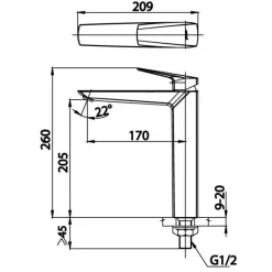 Alternative view of Vòi lavabo COTTO CT1236AY Essentia lạnh thân cao