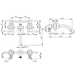 Alternative view of Vòi lavabo COTTO CPF203A#BN2 nóng lạnh Quil gắn tường màu đen