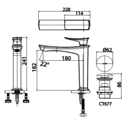 Alternative view of Vòi lavabo COTTO CT2252A#BLBR Thantara nóng lạnh