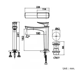 Alternative view of Vòi lavabo COTTO CT2252A#CRG nóng lạnh thân cao