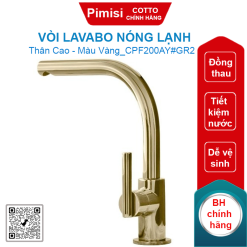 Vòi lavabo COTTO CPF200AY#GR2 nóng lạnh thân cao màu vàng Quil
