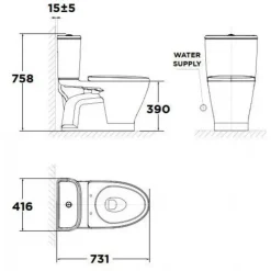 Alternative view of Bồn cầu American Standard VF-2162SW (VF2162SW) nắp rửa cơ M4A839 (TL)
