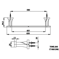 Alternative view of Thanh treo khăn đơn Cotto CT0063#WH(HM)