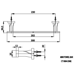 Alternative view of Thanh treo khăn đơn Cotto CT0064#BL(HM) màu đen