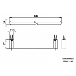 Alternative view of Thanh treo khăn đơn Cotto CT0285#BL(HM) màu đen