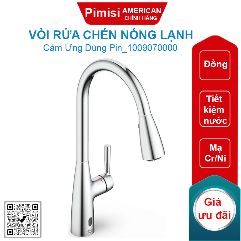 Vòi rửa chén American Standard 1009070000 Fairbury nóng lạnh cảm ứng dùng Pin