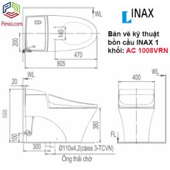 Bản vẽ kỹ thuật bồn cầu 1 khối INAX AC-1008VRN