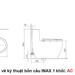Bản vẽ kỹ thuật bồn cầu 1 khối INAX AC 1052VN