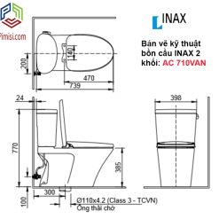 Bản vẽ kỹ thuật bàn cầu 2 khối INAX AC 710VAN