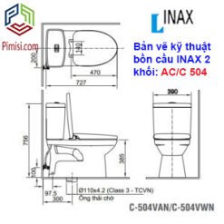 Bản vẽ kỹ thuật bồn cầu 2 khối INAX AC 504VWN