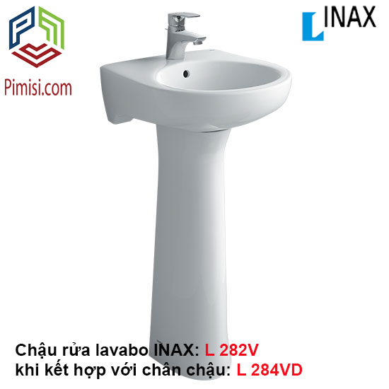 Chậu rửa lavabo INAX L-282V kết hợp với chân chậu dài L-282VD