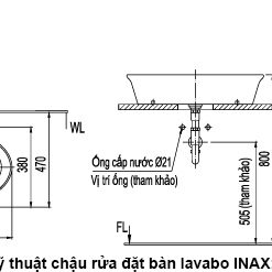 Bản vẽ kỹ thuật chậu rửa đặt bàn lavabo INAX AL-300V
