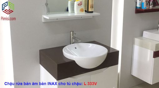 Chậu rửa mặt bán âm INAX L-333V tủ chậu nhỏ