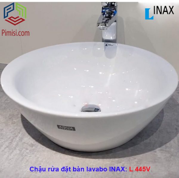 Chậu rửa mặt đặt bàn đá lavabo INAX L-445V hình chụp thực tế
