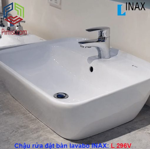 Chậu rửa mặt đặt bàn lavabo INAX L-296V hình chụp thực tế