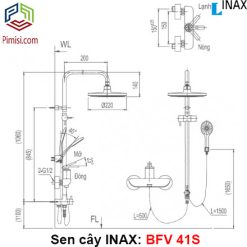Bản vẽ kỹ thuật sen cây nóng lạnh INAX BFV-41S