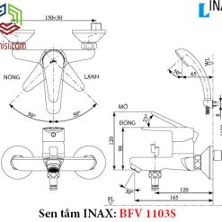 Bản vẽ kỹ thuật sen tắm nóng lạnh INAX BFV-1103S