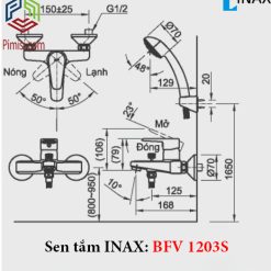 Bản vẽ kỹ thuật sen tắm nóng lạnh INAX BFV-1203S