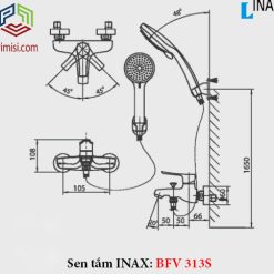 Bản vẽ kỹ thuật sen tắm nóng lạnh INAX BFV-313S
