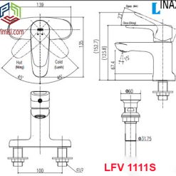 Bản vẽ kỹ thuật vòi chậu rửa lavabo INAX LFV-111S nóng lạnh