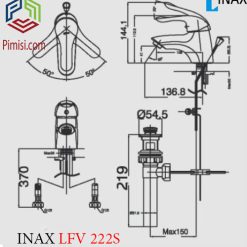 Bản vẽ kỹ thuật vòi chậu rửa mặt lavabo INAX LFV-222S nóng lạnh
