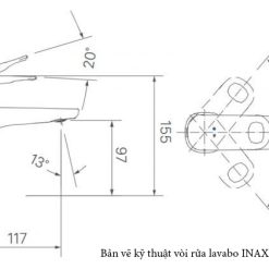 Bản vẽ kỹ thuật vòi chậu rửa mặt lavabo INAX LFV-632S nóng lạnh