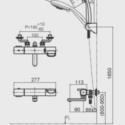 bản vẽ kỹ thuật vòi hoa sen INAX BFV-7145T nhiệt độ