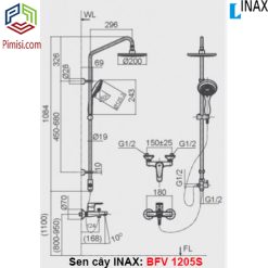 Bản vẽ kỹ thuật vòi sen tắm cây nóng lạnh INAX BFV-1205S