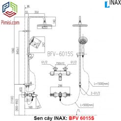 Bản vẽ kỹ thuật vòi sen tắm cây nóng lạnh INAX BFV-6015T