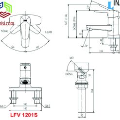 Bản vẽ kỹ thuật vòi chậu rửa lavabo INAX LFV-1201S-1 nóng lạnh