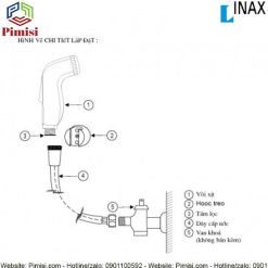 Bản vẽ kích thước vòi xịt nước INAX CFV-105MM bằng nhựa mạ Crom