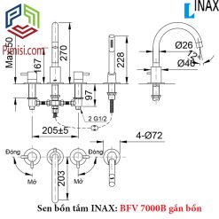 Bản vẽ kỹ thuật sen tắm gắn bồn INAX BFV-7000B