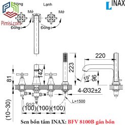 Bản vẽ kỹ thuật sen tắm gắn bồn INAX BFV-8100B