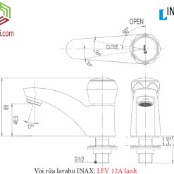 Bản vẽ kỹ thuật vòi chậu rửa lavabo INAX LFV-12A lạnh 1 lỗ