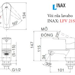 Bản vẽ kỹ thuật vòi chậu rửa lavabo INAX LFV-21S lạnh 1 lỗ