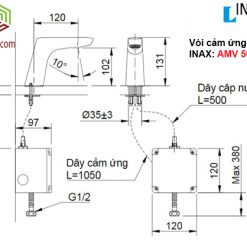 Bản vẽ kỹ thuật vòi lavabo cảm ứng INAX AMV-50B lạnh