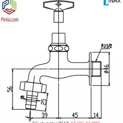Bản vẽ kỹ thuật vòi rửa gắn tường INAX LF-15G-13 lạnh