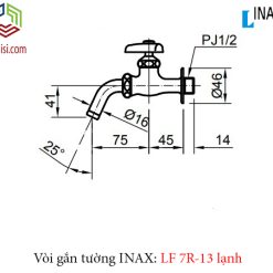 Bản vẽ kỹ thuật vòi rửa gắn tường INAX LF-7R-13 lạnh