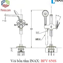 Bản vẽ kỹ thuật vòi sen tắm INAX BFV-656S nóng lạnh