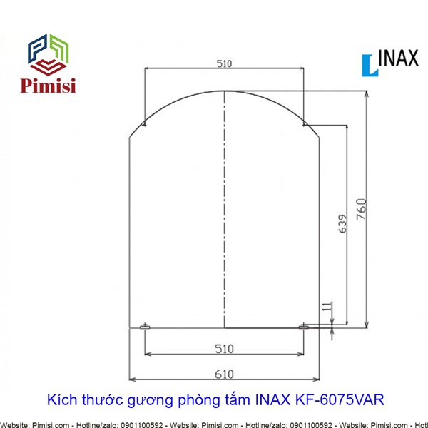 Kích thước gương phòng tắm INAX KF-6075VAR