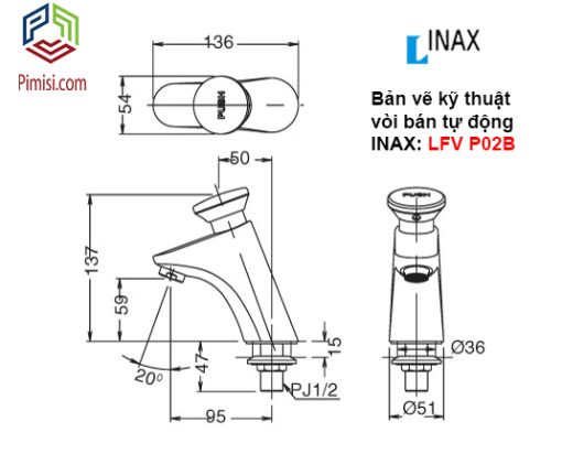 Vòi lavabo bán tự động INAX LFV-P02B