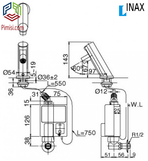 Vòi rửa cảm ứng INAX AMV-90K