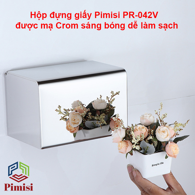 Hộp đựng giấy Pimisi PR-042V được mạ crom sáng bóng dẽ làm sạch