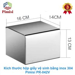Kích thước hộp giấy vệ sinh bằng inox 304 Pimisi PR-042V