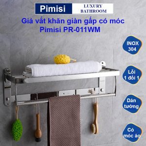 Giá treo khăn dán tường Pimisi PR-011WM inox 304 giàn đa năng;