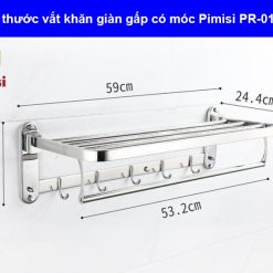 Kích thước vắt khăn giàn có móc Pimisi PR-011WM