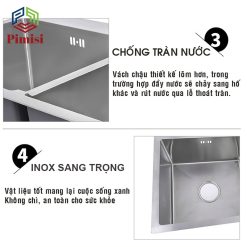 Bồn rửa chén Pimisi PB-8245L làm từ thép không gỉ SUS 304