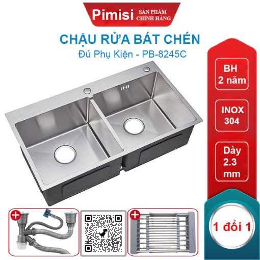 Chậu rửa bát chén inox 304 Pimisi PB-8245C