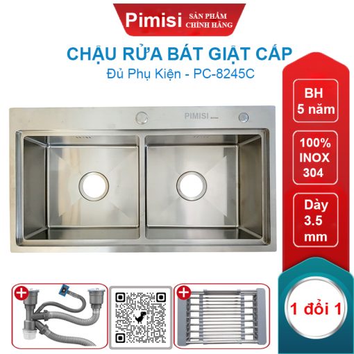 Chậu rửa bát chén inox 304 Pimisi PC-8245C