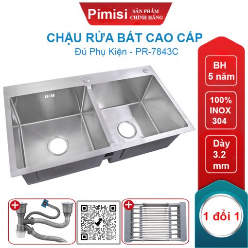 Chậu rửa bát inox 304 Pimisi PR-7843C